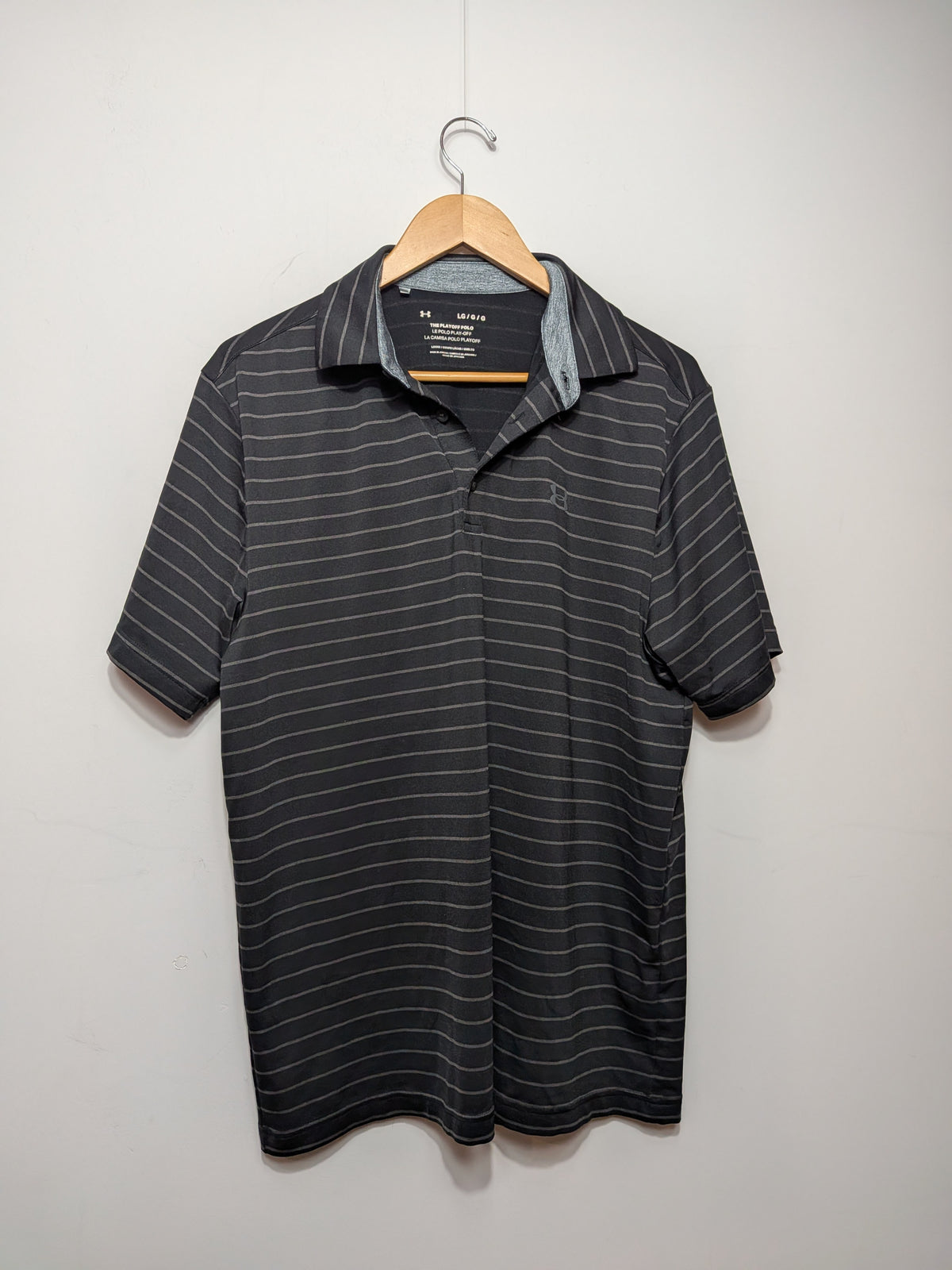 Dark gray striped Playoff polo shirt - UNDER ARMOUR - L