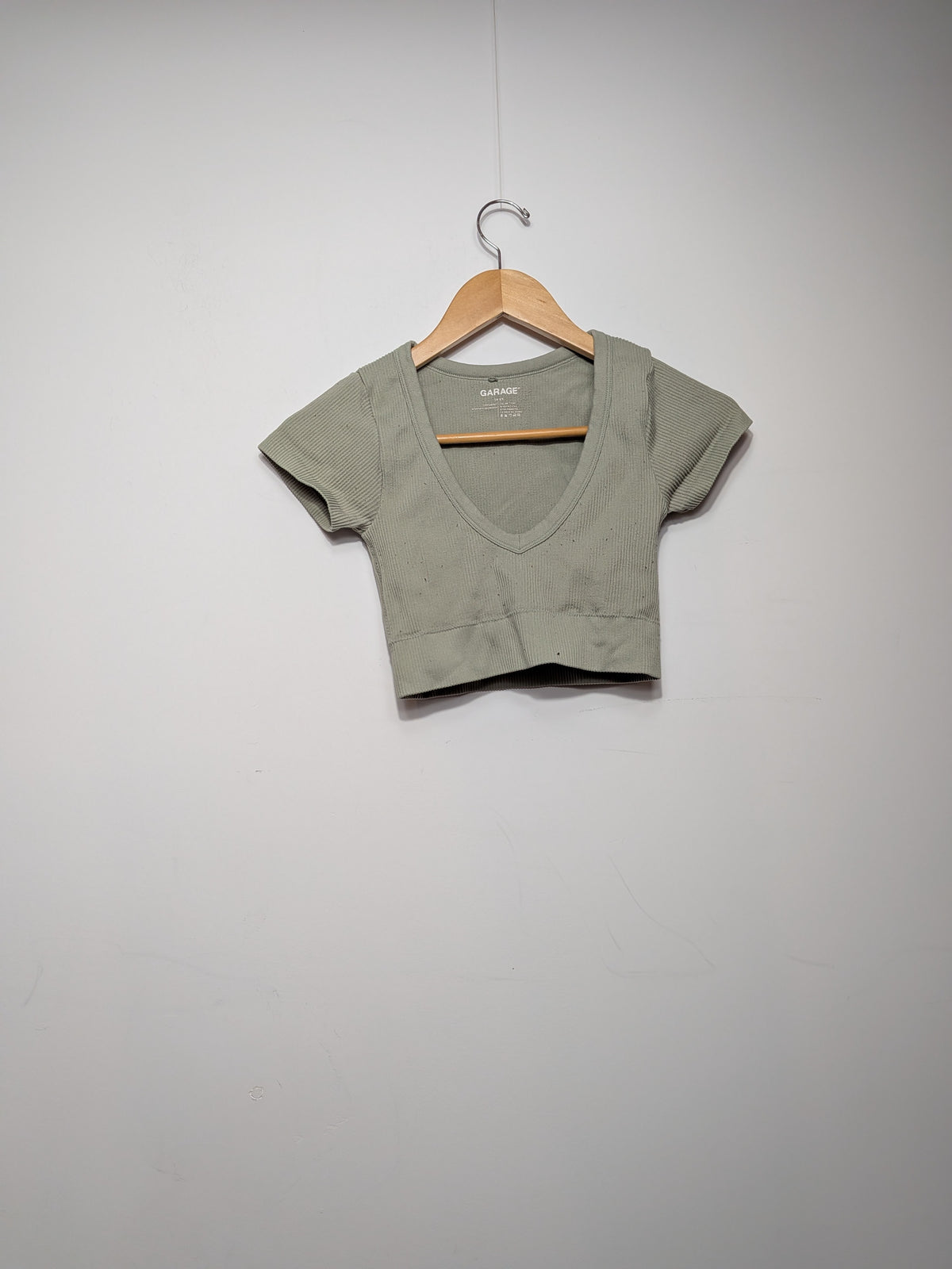 Sage green ribbed cropped top - Garage - XS/S
