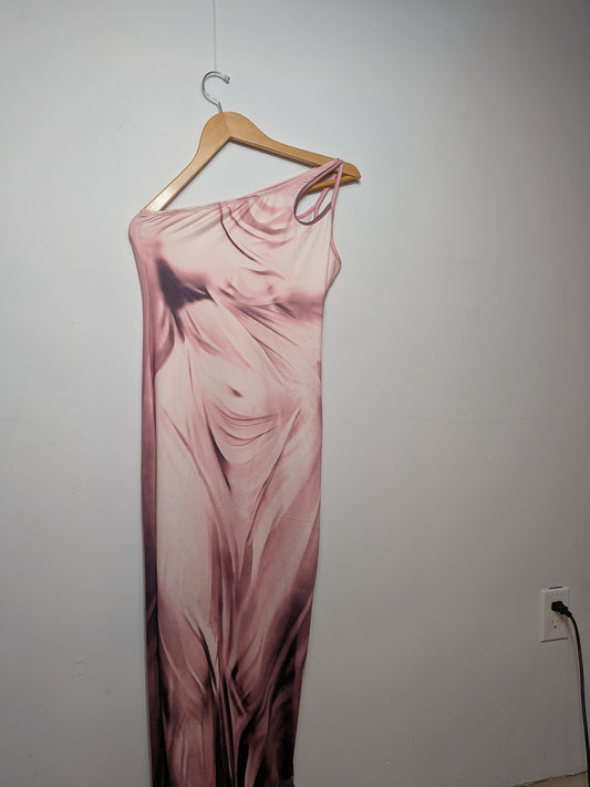Robe asymétrique imprimé marbre drapé - SHEIN - S