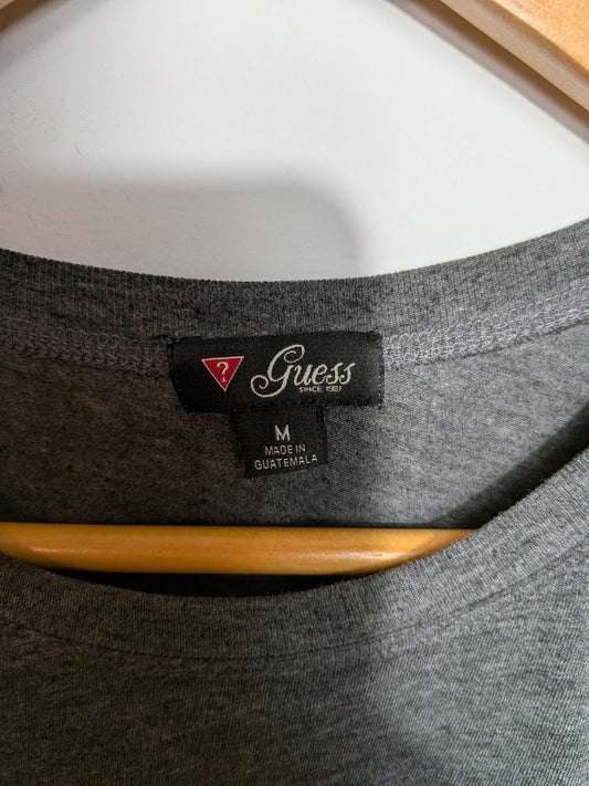 T-shirt gris strass point d'interrogation - Guess - M