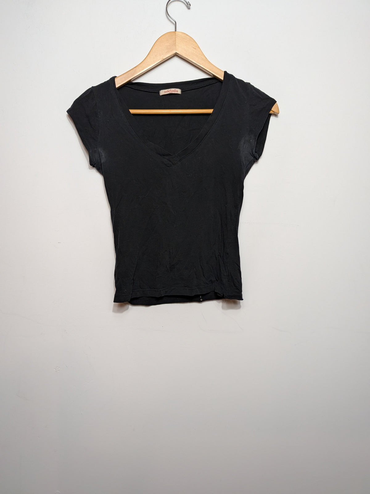 Black plunging V-neck t-shirt - michelle - Size missing