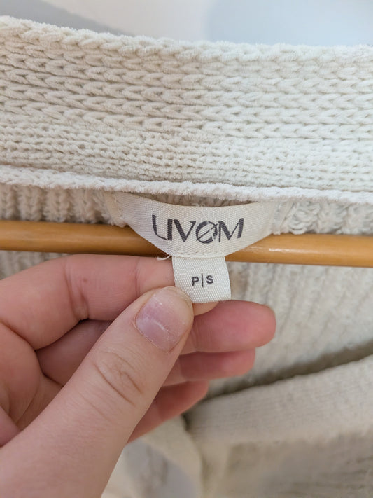 LIVØM Cardigan court écru boutonné tricot texturé Bohème S