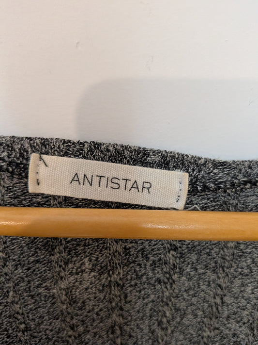 ANTISTAR Chandail ample gris chiné ourlet festonné Décontracté XL