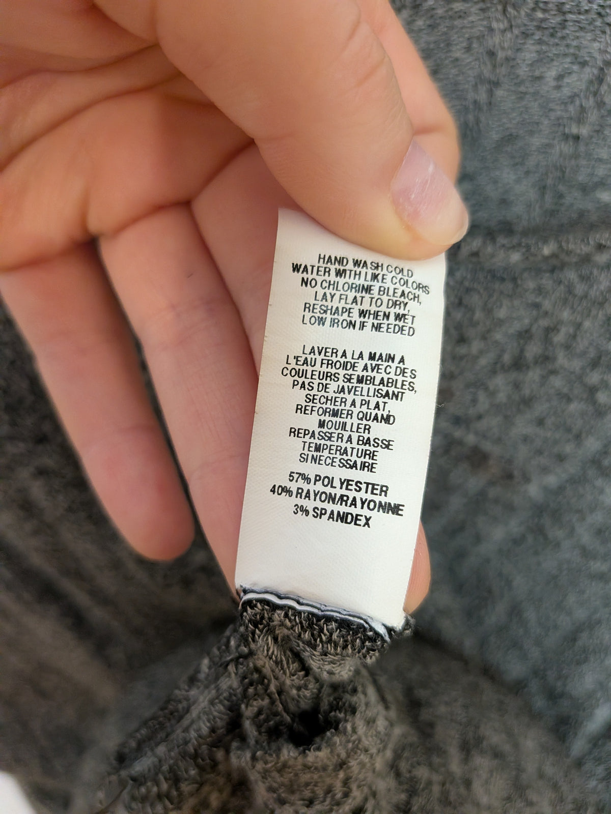 ANTISTAR Chandail ample gris chiné ourlet festonné Décontracté XL