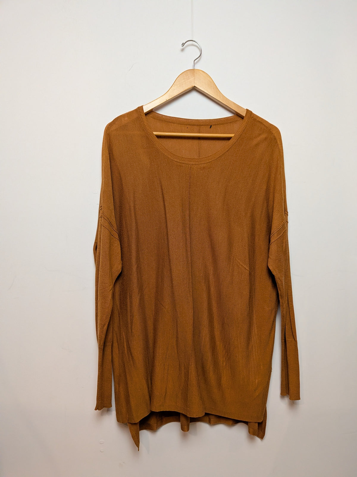 Sans marque Tunique ample caramel couture centrale Bohème "M"