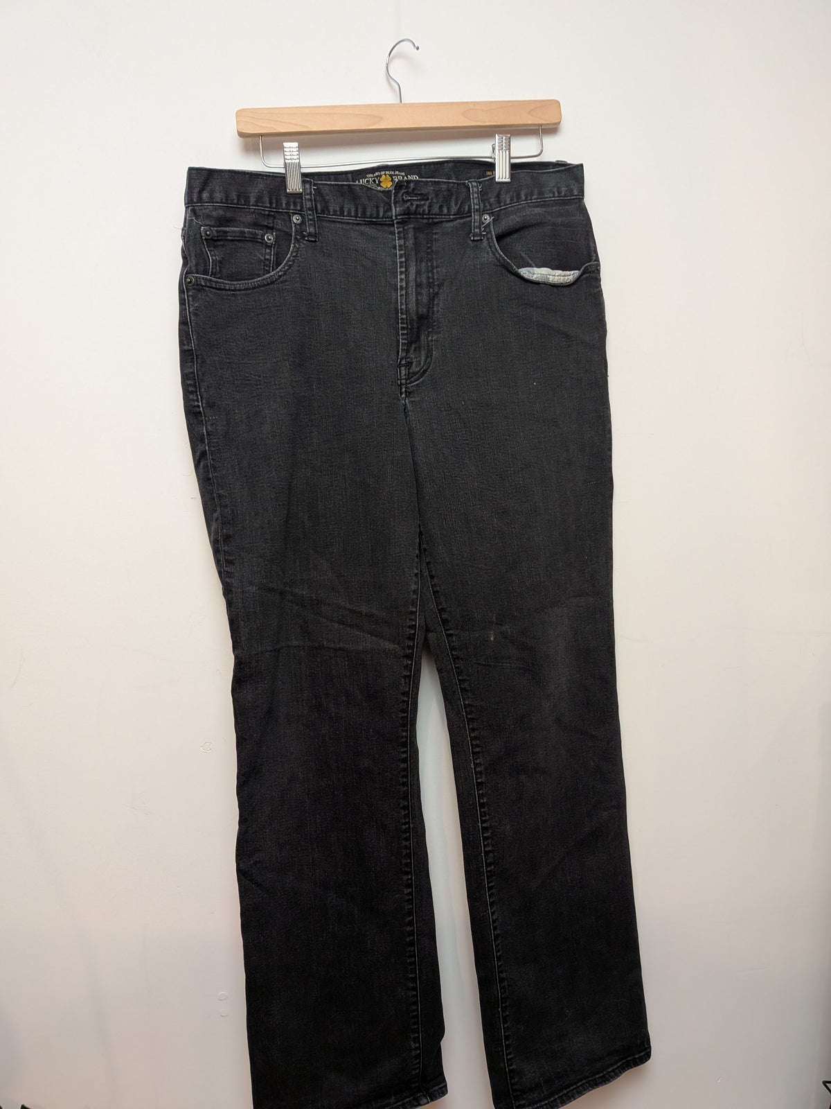 LUCKY BRAND Jeans droit noir délavé 181 Relaxed Straight 34x32
