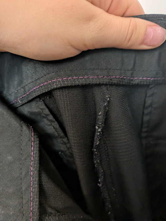 Sans marque Pantalon habillé noir surpiqûres violettes Classique "34x30"