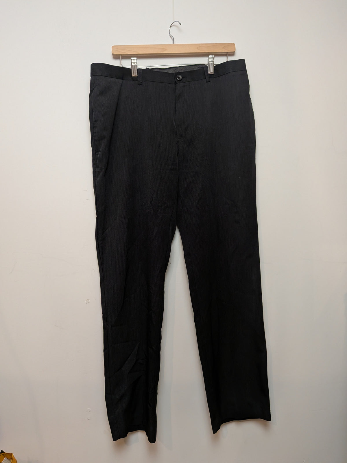 Sans marque Pantalon habillé droit noir infroissable Classique 34x30