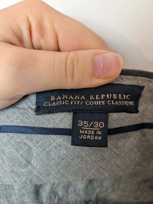 BANANA REPUBLIC Pantalon habillé laine gris anthracite Coupe Classique 35/30