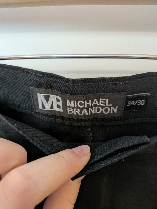 MICHAEL BRANDON Pantalon habillé droit noir 5 poches Classique 34/30