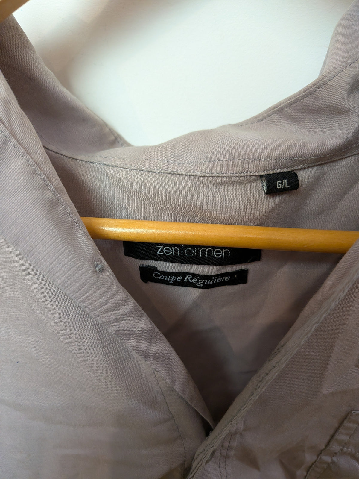 zenformen Chemise classique gris col ouvert Décontracté G/L