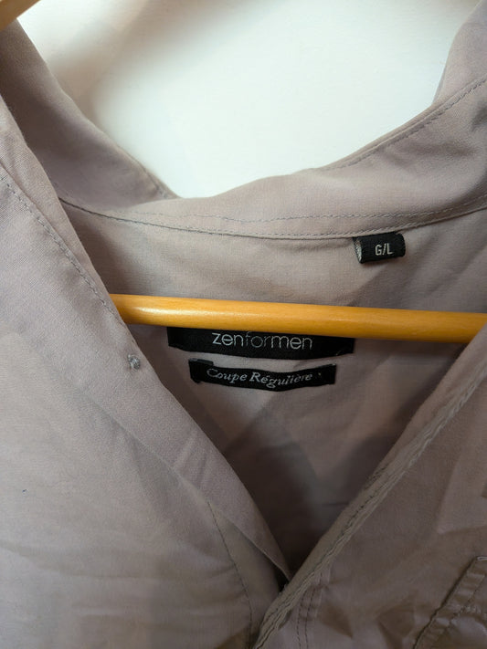 zenformen Chemise classique gris col ouvert Décontracté G/L