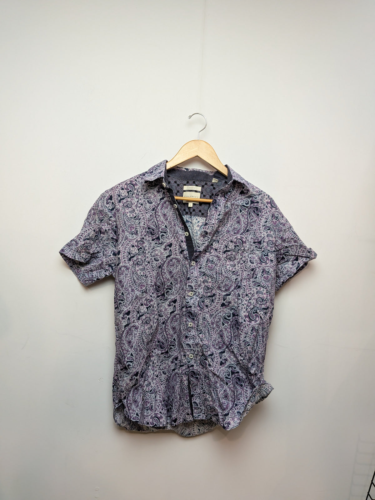 CON.STRUCT Chemise extensible violet imprimé cachemire Rétro L