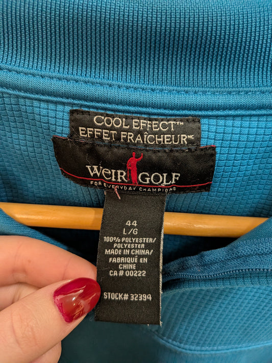 WEIR GOLF Polo sport bleu canard col zippé Cool Effect L/G