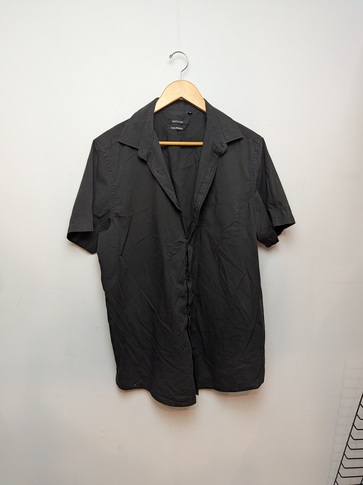 zenformen Chemise classique noir col ouvert Décontracté G/L
