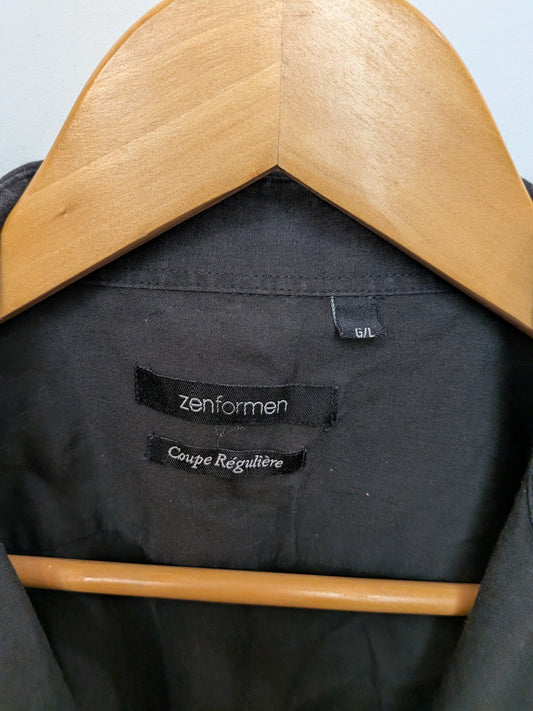 zenformen Chemise classique noir col ouvert Décontracté G/L