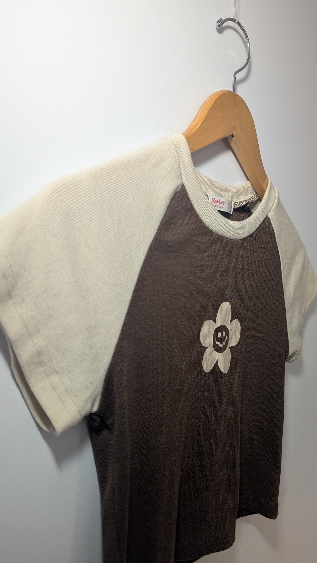 Brown and cream cropped t-shirt