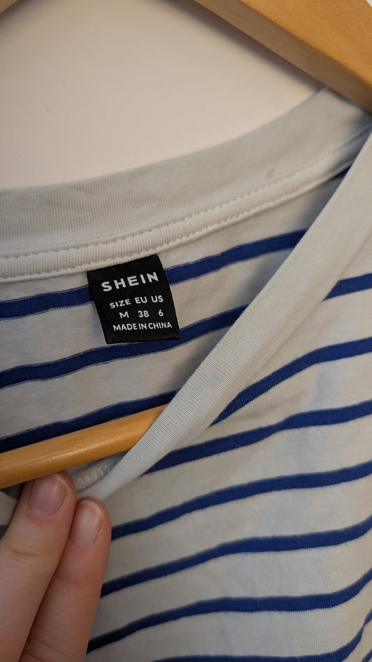 Haut à volants rayé – SHEIN (Bleu et Gris)