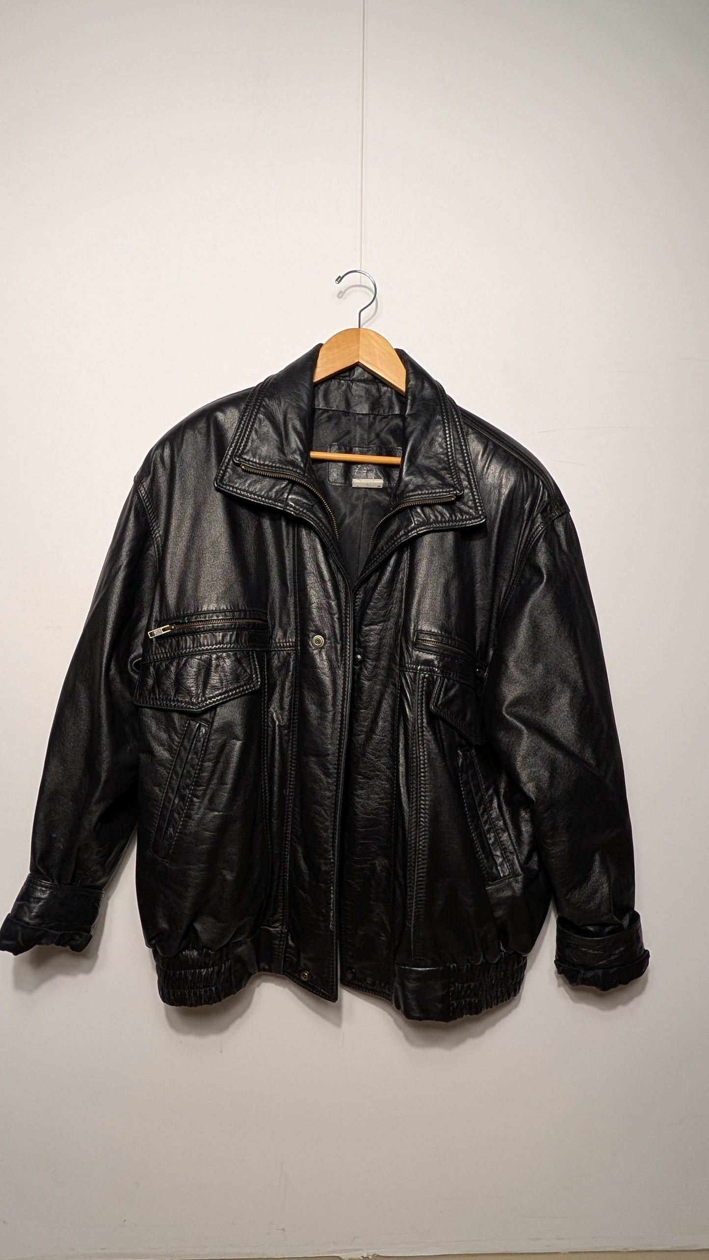 Veste en cuir – Fait au Canada (Noir) - L/XL