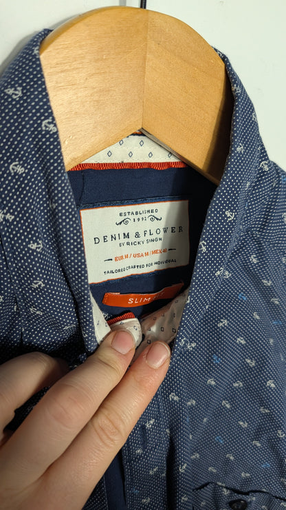 Chemise à motifs – Denim & Flower (Ancre)