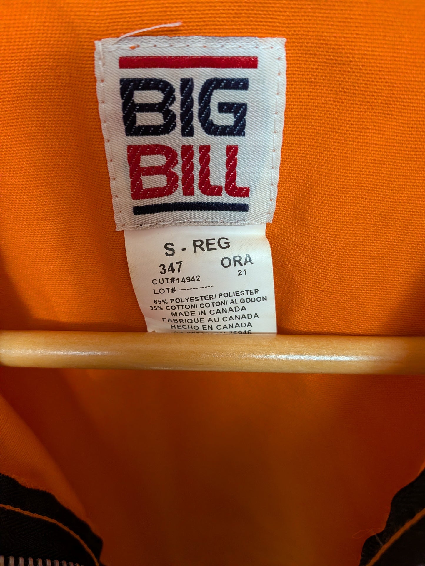 Veste de travail orange - Big Bill - S
