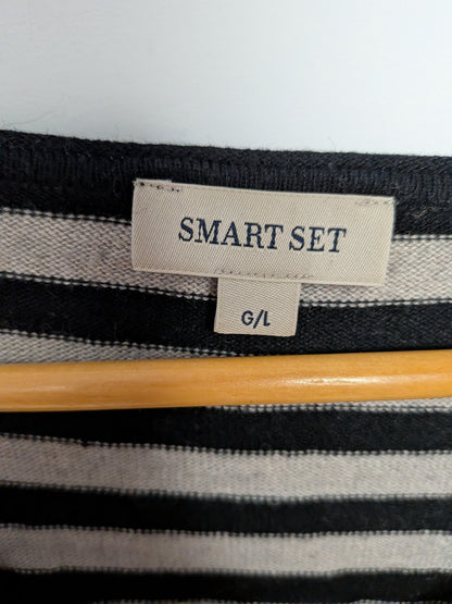 Chandail rayé col V - Smart Set - L