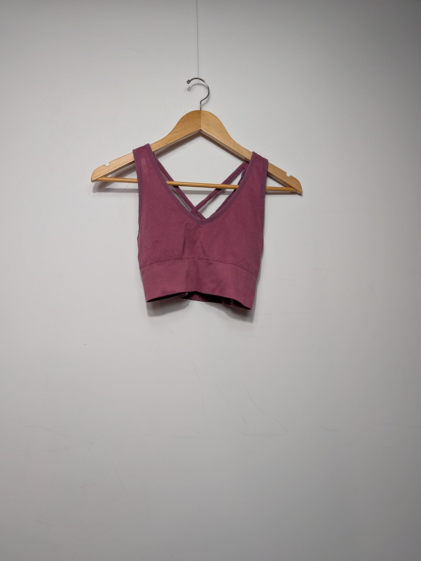 Crop top brassière côtelée vieux rose - Inconnu - Taille manquante