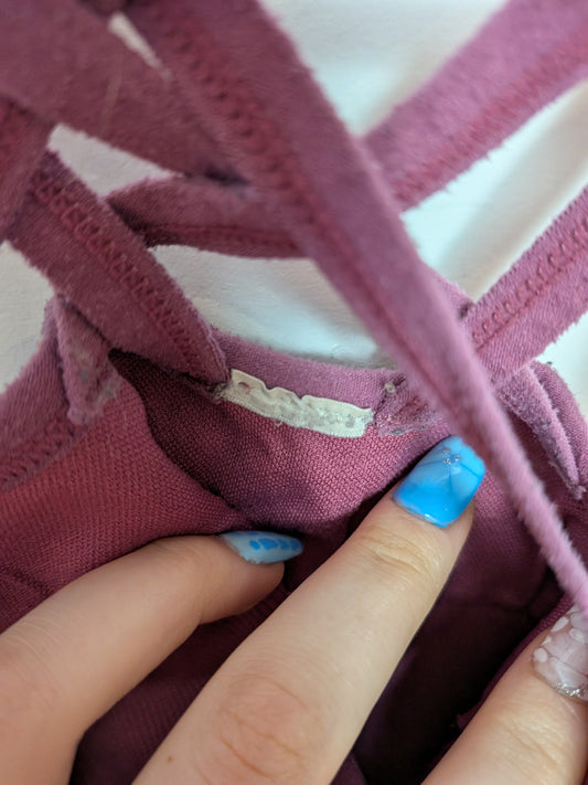 Crop top brassière côtelée vieux rose - Inconnu - Taille manquante