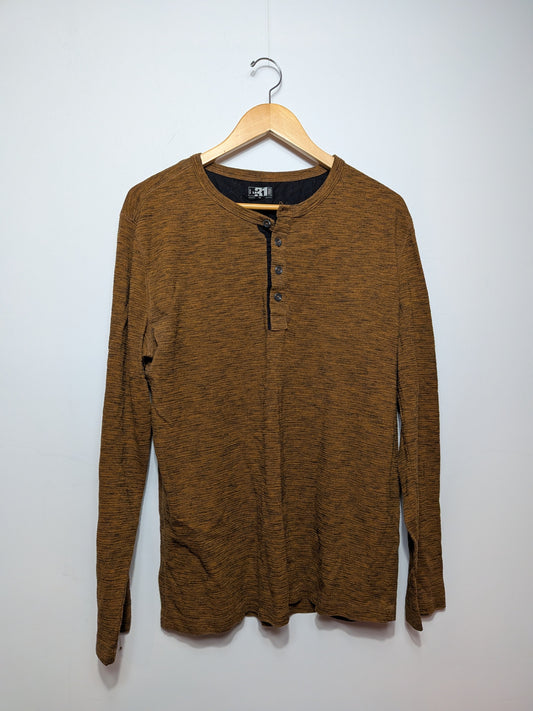Henley tricot ocre et marron chiné - LE 31 - L