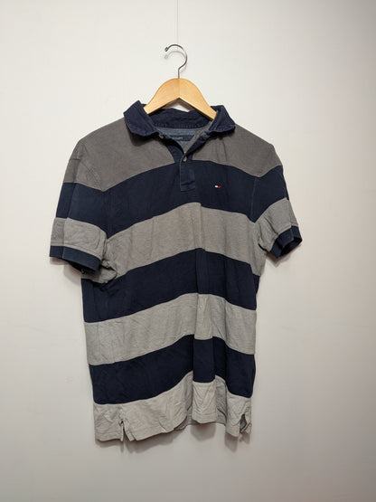Polo à larges rayures bleu et gris - TOMMY HILFIGER - L