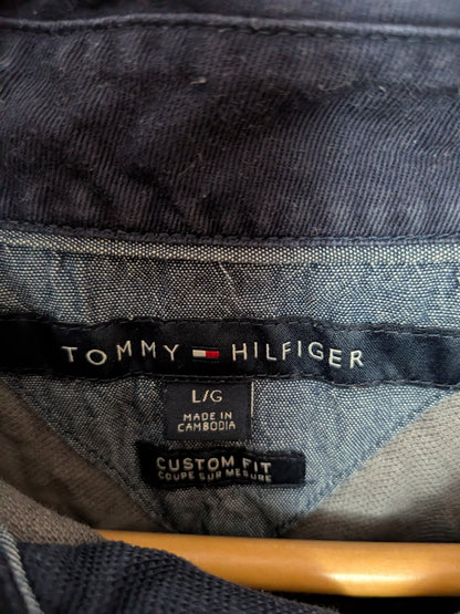 Polo à larges rayures bleu et gris - TOMMY HILFIGER - L