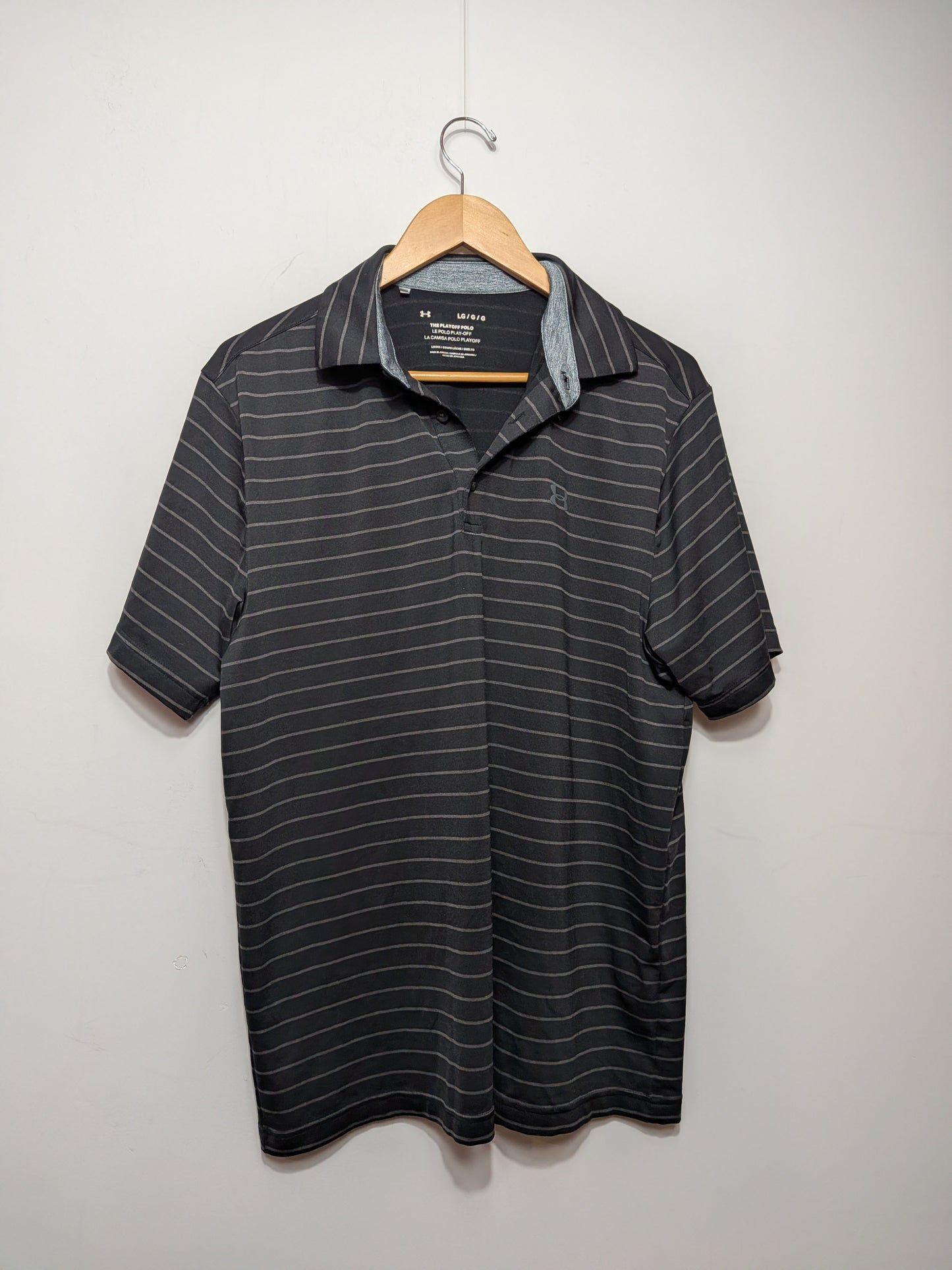 Polo rayé gris foncé Playoff - UNDER ARMOUR - L