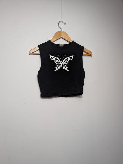 Haut court noir graphique papillon - Inconnu - M