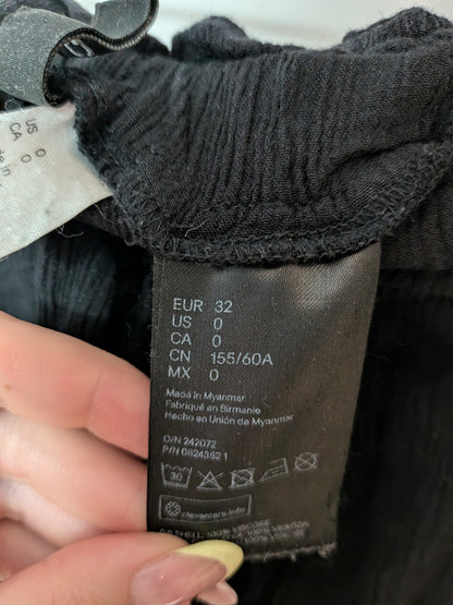 Short léger noir froncé à cordons - H&M - 0