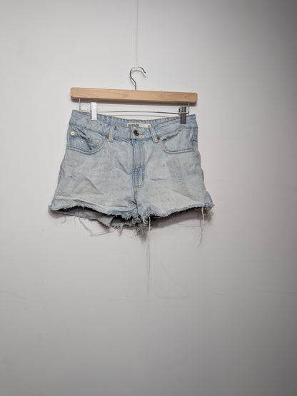 Short en jean délavé clair à franges - Garage - 03