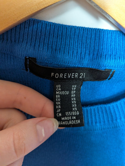 Haut court en tricot bleu royal - FOREVER 21 - XS