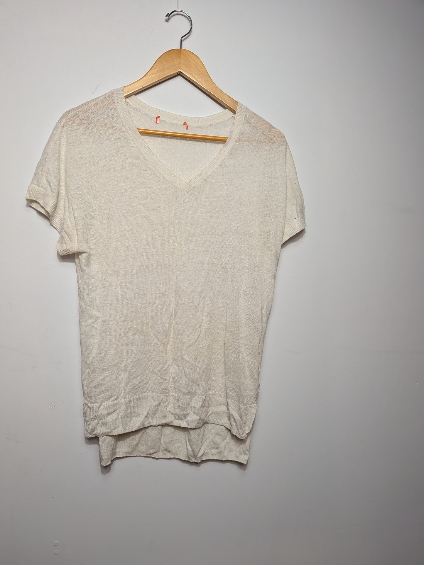 T-shirt tricot crème V - Inconnu - Taille manquante