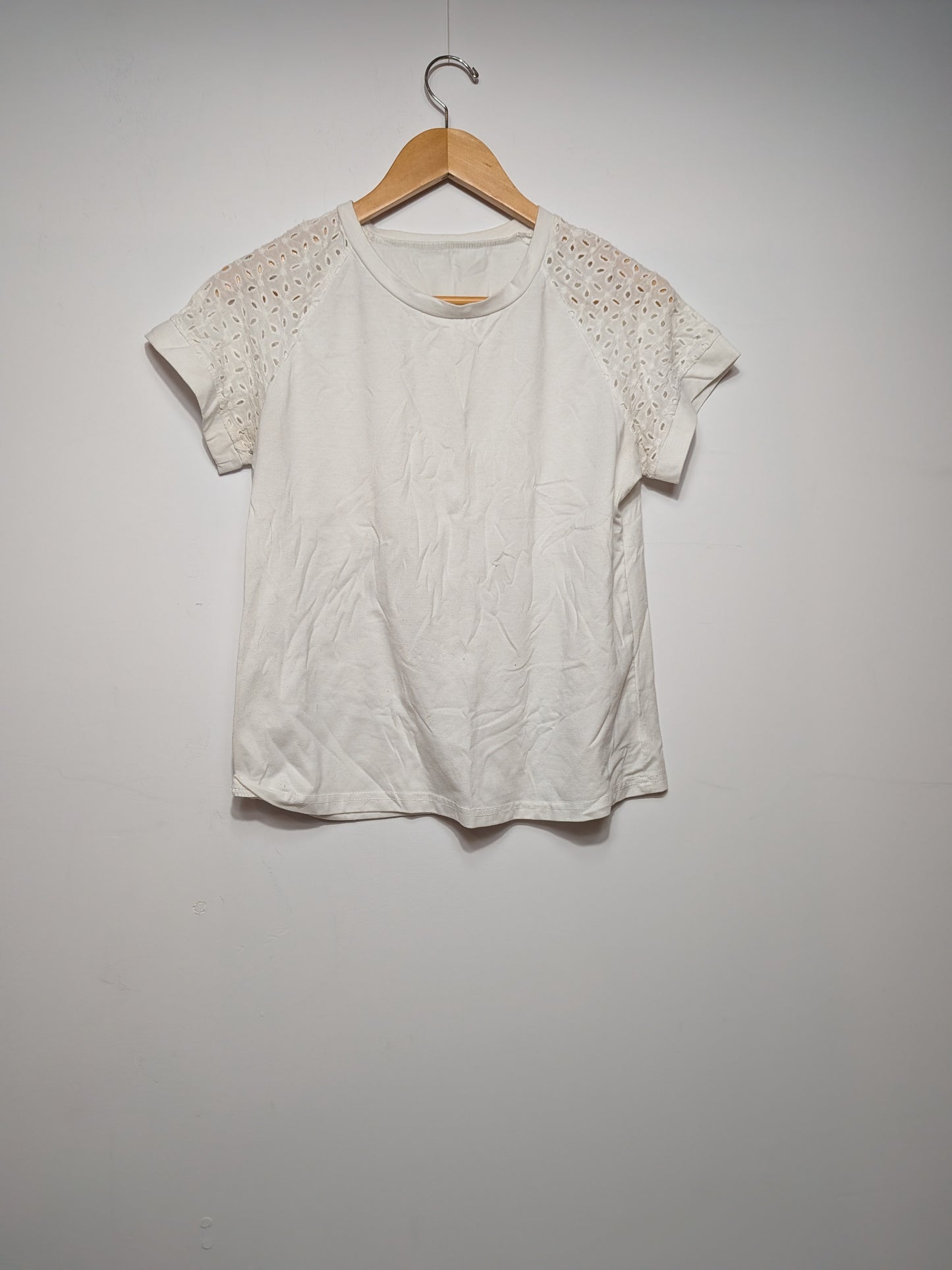 T-shirt manches broderie anglaise - SHEIN - M