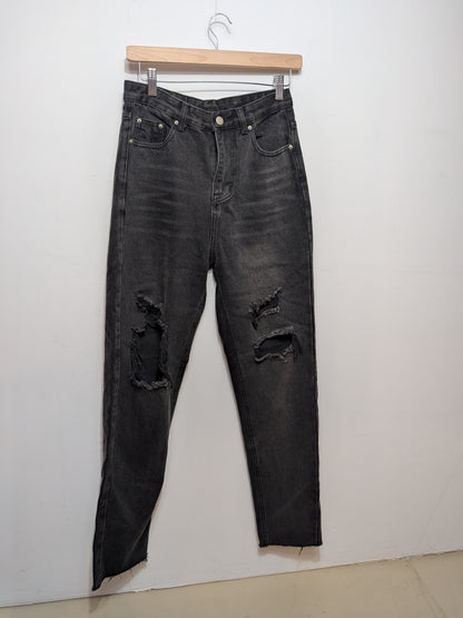 Jeans noir délavé déchiré - SHEIN - S