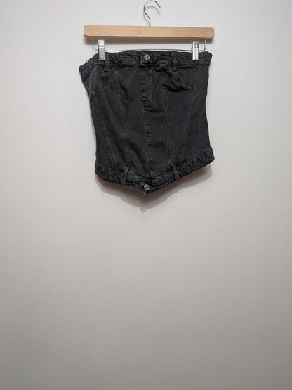Bustier corset en denim noir - ZARA - S