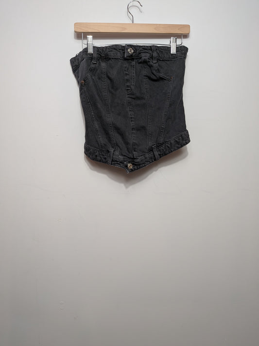 Bustier corset en denim noir - ZARA - S