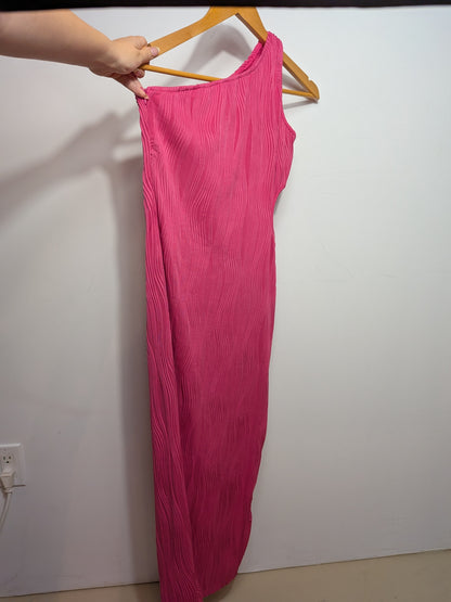 Robe longue asymétrique texturée fuchsia - SHEIN - S