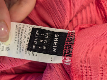 Robe longue asymétrique texturée fuchsia - SHEIN - S