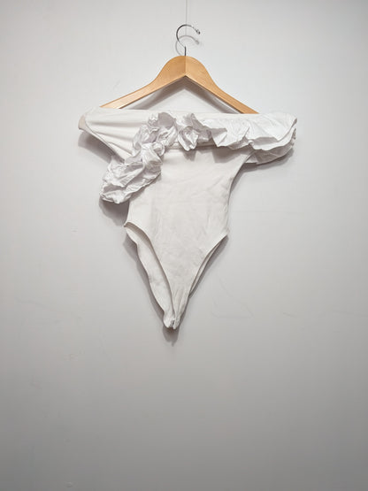 Body bustier à grand volant blanc - ZARA - S