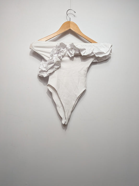 Body bustier à grand volant blanc - ZARA - S