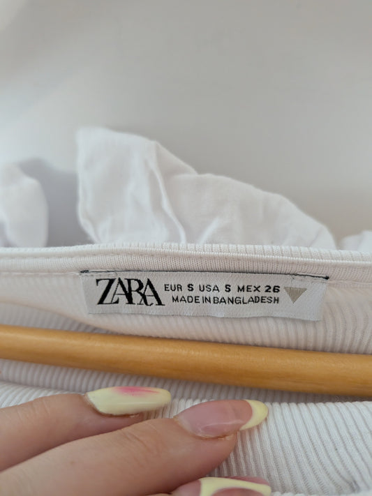 Body bustier à grand volant blanc - ZARA - S