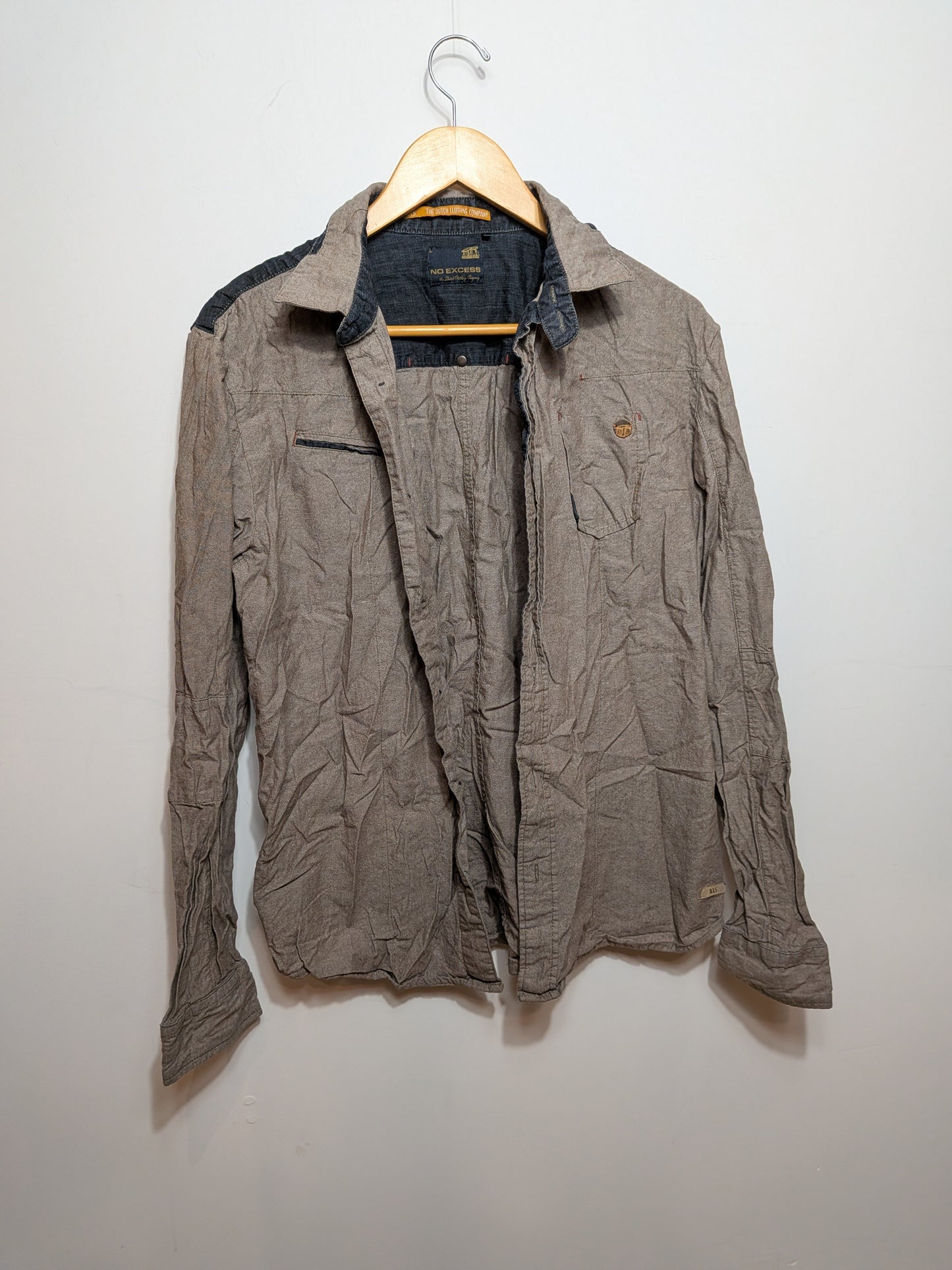 Chemise manches longues empiècements denim - NO EXCESS - L