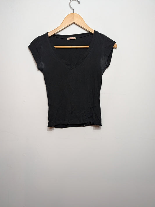T-shirt col en V plongeant noir - michelle - Taille manquante