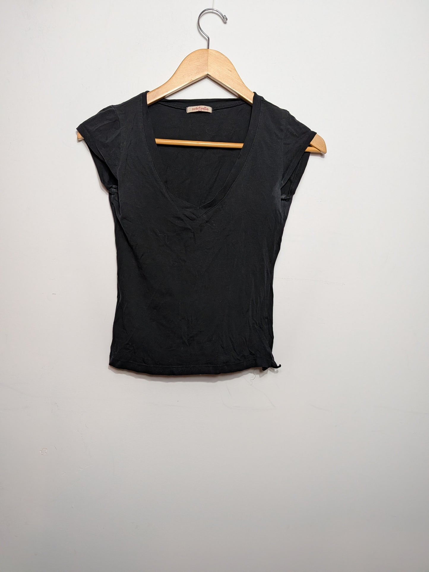 T-shirt col en V plongeant noir - michelle - Taille manquante