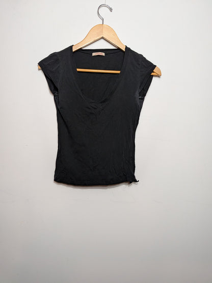 T-shirt col en V plongeant noir - michelle - Taille manquante